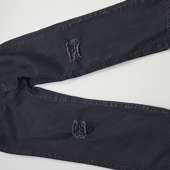 Boohoo BLUE Black Distressed High Waist Jeans SZ 10 - Picture 13 of 14